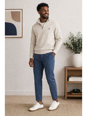 Khakis Men's Casual Chino Pants Flat Front Blue Size 36x30 office, preppy